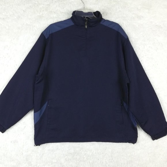 Tri Mountain Mens Jacket Lightweight Navy Pullover 1/2 Zip‎ Mesh Lined M New - Picture 1 of 15